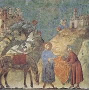 GIOTTO di Bondone St Francis Giving his Cloak to a Poor Man oil on canvas